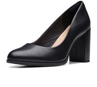 Clarks Women's Freva85 Court Pump, Black Black Leather, 3.5 UK