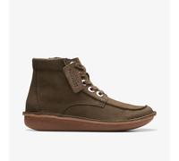 Clarks Womens Funny Cedar Dark Olive Nub Boots - Brown - Size UK 4