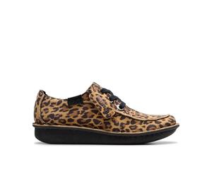 Clarks Women's Funny Dream Leopard Suede Lace Up in Brown | Size: 3.5-Standard Fit Clarks Brown 3.5-Standard Fit