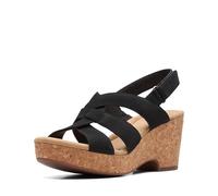 Clarks Women's Giselle Beach Wedge Sandal, Black Nubuck, 8.5