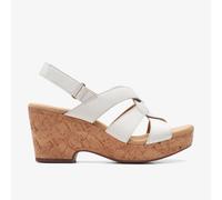 Clarks Womens Giselle Beach White Leather Wedges Leather Casual