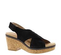 Clarks Women's Giselle Coast Wedge Sandal, Black Leather, 7 UK