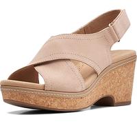 Clarks Women's Giselle Cove Wedge Sandal, Sand Leather, 3.5 UK