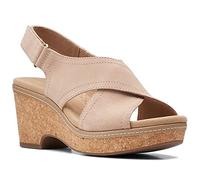 Clarks Women's Giselle Cove Wedge Sandal, Sand Leather, 6.5 UK