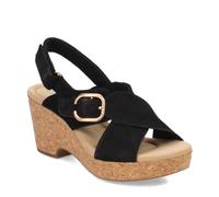 Clarks Women's Giselle Dove Wedge Sandal, Black Nubuck, 6 UK