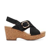 Clarks Women's Giselle Dove Wedge Sandal, Black Nubuck, 9 UK