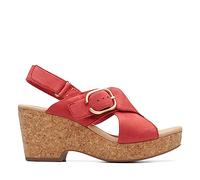 Clarks Women's Giselle Dove Wedge Sandal, Cherry Nubuck, 8.5