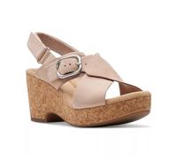 Clarks Women's Giselle Dove Wedge Sandal, Sand Nubuck, 5 UK