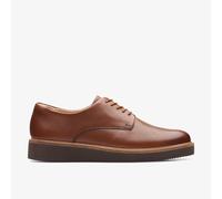 Clarks Womens Glickly Derby Dark Tan Leather Lace Up,Derby Shoes Leather Casual