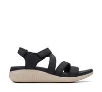 Clarks Women's Glide Hi Ella Wedge Sandal, Black Synthetic, 6