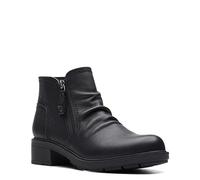 Clarks Women's Hearth Dove Ankle Boot, Black Leather, 6 UK Wide