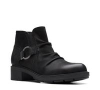 Clarks Women's Hearth Faye Ankle Boot, Black Leather, 6.5 UK