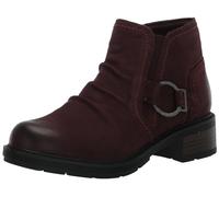 Clarks Women's Hearth Faye Ankle Boot, Burgundy Nubuck, 9