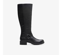 Clarks Womens Hearth Rae Black Leather Knee High Boots Leather Casual