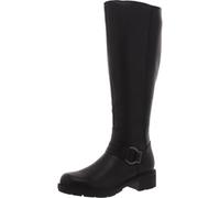 Clarks Women's Hearth Rae Wide Shaft Knee High Boot, Black Leather, 6.5