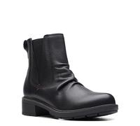 Clarks Women's Hearth Rose Mid Calf Boot, Black Leather, 7.5