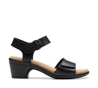 Clarks Women's Heritage Casual Heeled Sandal, Black Leather, 4 UK
