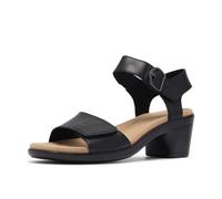 Clarks Women's Heritage Casual Heeled Sandal, Black Leather, 5 UK
