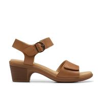 Clarks Women's Heritage Casual Heeled Sandal, Tan Leather, 6.5 UK