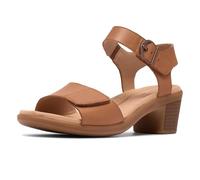 Clarks Women's Heritage Casual Heeled Sandal, Tan Leather, 9 Wide