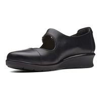 Clarks Womens Hope Henley Black Leather Wedges,Mary Jane