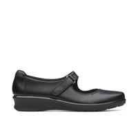 Clarks Womens Hope Henley Black Leather Wedges,Mary Jane