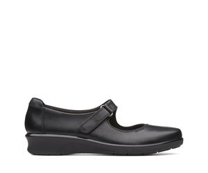 Clarks Womens Hope Henley Black Leather Wedges,Mary Jane