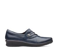 Clarks Women's Hope Roxanne Navy Slip Ons Flat in Blue | Size: 4.5/Standard Fit