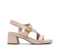Clarks Women's Jaylan Sol Off-White Leather Heeled Sandals in White | Size: 8/Standard Fit
