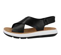 Clarks Women's Jemsa Cross Sandal, Black Leather, 3.5 UK
