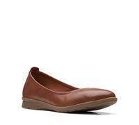 Clarks Women's Jenette Ease Ballet Flat, Dark Tan, 5.5 UK