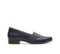 Clarks Women's Juliet Beat Navy Leather Loafers, Slip Ons in Blue | Size: 7-Wide Fit Clarks Blue 7-Wide Fit