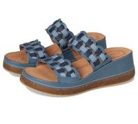 Clarks Women's Kassanda Mule Wedge Sandal, Blue Combi Leather, 11