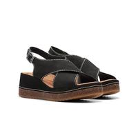 Clarks Women's Kassanda Step Sandal, Black Nubuck, 6.5 UK
