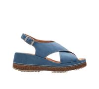 Clarks Women's Kassanda Step Wedge Sandal, Blue, 7.5 Wide
