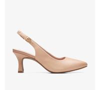 Clarks Womens Kataleyna Step Warm Beige Leather Heels,Sling Back Leather Smart