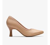 Clarks Womens Kataleyna West Beige Leather Heels,Court Shoes Leather Smart
