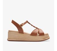 Clarks Womens Kimmei Twist Tan Leather Wedges Leather Casual