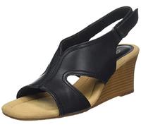 Clarks Women's Kyarra Aster Wedge Sandal, Black (Black Leather), 8 UK