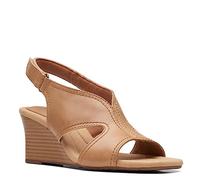 Clarks Women's Kyarra Aster Wedge Sandal, Light Tan Leather, 4.5 UK