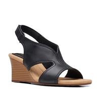 Clarks Originals Women's Wedge Sandals Kyarra Aster Black Leather 3 UK / 35.5 EU
