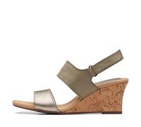 Clarks Women's Kyarra Faye Wedge Sandal, Olive Leather, 4.5 UK
