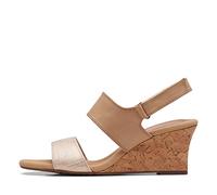 Clarks Women's Kyarra Faye Wedge Sandal, Warm Beige Leather, 8.5 UK