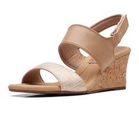 Clarks Women's Kyarra Faye Wedge Sandals, Warm Beige Lea, 39.5 EU