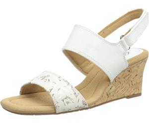 Clarks Women's Kyarra Faye Wedge Sandals, White leather, 5 UK