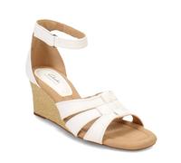 Clarks Women's Kyarra Joy Wedge Sandal, White Leather, 39.5 EU