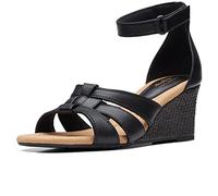Clarks Women's Kyarra Joy Wedge Sandal, Black (Black Leather), 6.5 UK