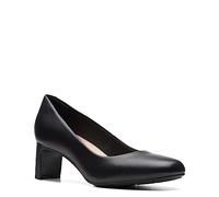 Clarks Women's Kyndall Iris Pump Heels, Black Leather, 9.5