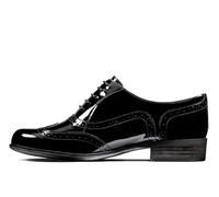 Clarks Women's Lace-Up Flats Wing Tip Brogue Shoes Hamble Oak Black Patent, 4 UK