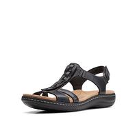 Clarks Women's Laurieann Kay Flat Sandal, Black Leather, 5.5 UK Wide